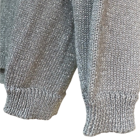 Josephine Chaus Silver Metallic Silk Vee-Neck Sweater Size IX - Picture 14 of 16